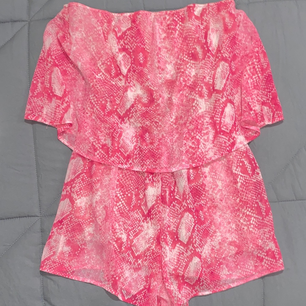 Pink Snake skin sleeveless Romper